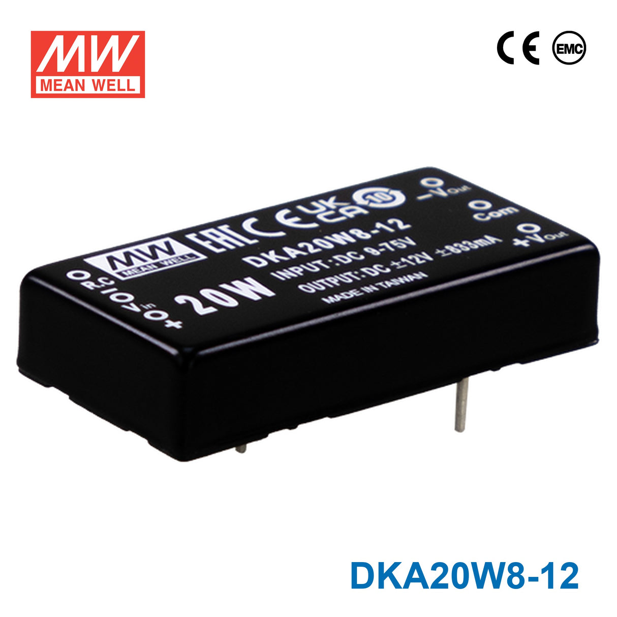 Mean Well DKA20W8-12 20W DC-DC Converter ±12VDC 830mA