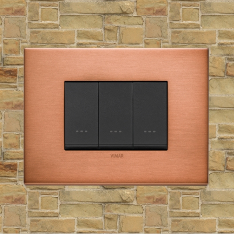 Vimar Eikon Metal 3 Gang Switch - Brushed Copper - 16A - PHOTO 5