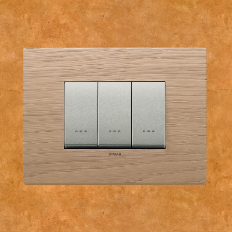 Vimar Eikon Wood 3 Gang Switch - Oak - 16A - PHOTO 7