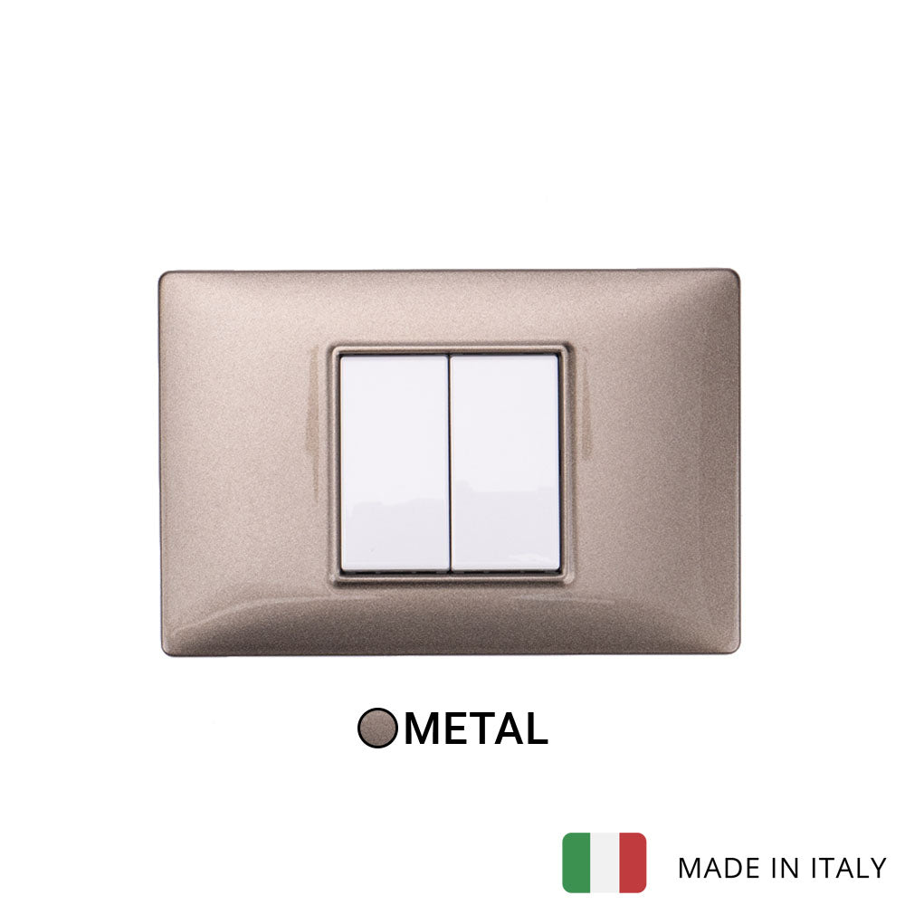 Vimar Plana Metal 2 Gang Switch - Metallic Bronze - 16A