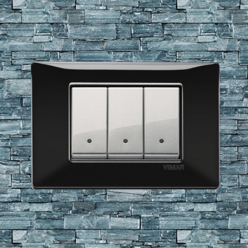 Vimar Plana Plastic 3 Gang Switch - Black - 16A - PHOTO 18