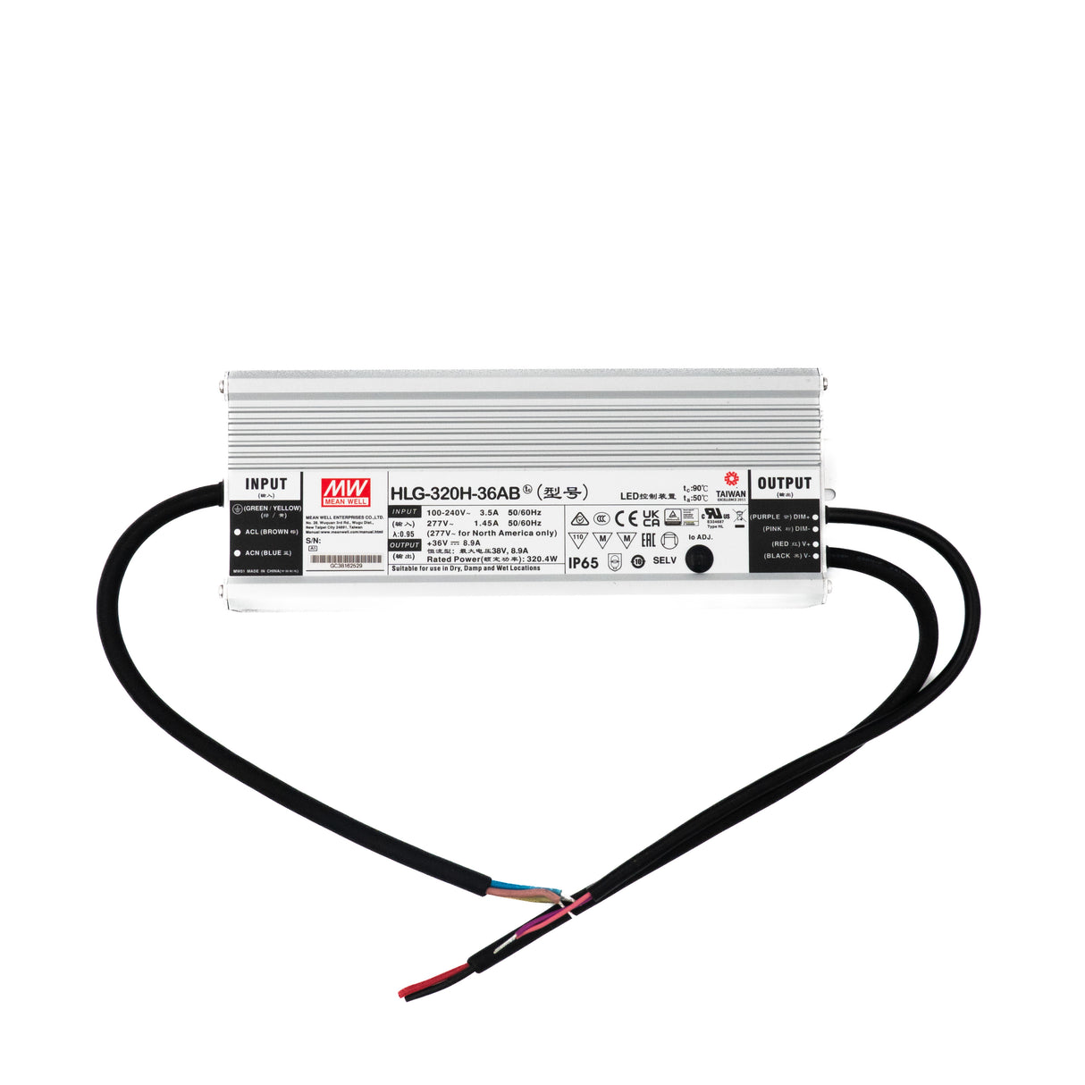 Mean Well HLG-320H-36AB Power Supply 320W 36V - Adjustable and Dimmable 8.9A - PHOTO 1
