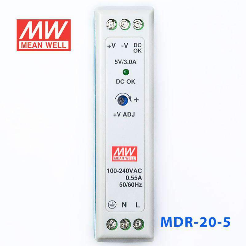 Mean Well MDR-20-5 Single Output Industrial Power Supply 20W 5V 3A - DIN Rail - PHOTO 2