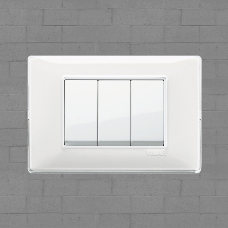Vimar Plana Plastic 3 Gang Switch - Reflex Snow - 16A - PHOTO 8