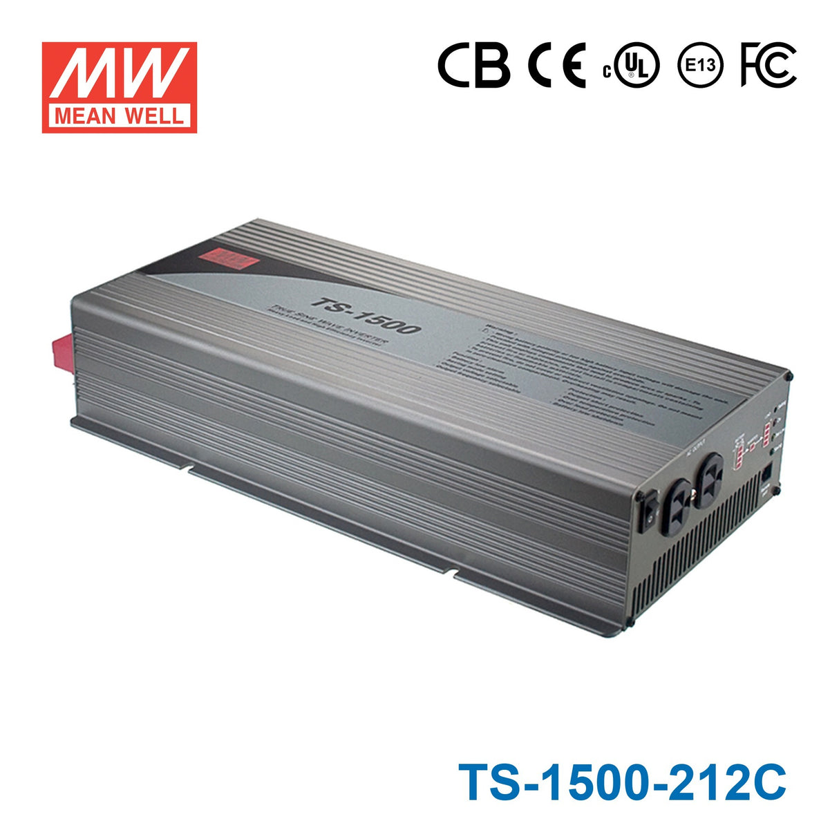 Mean Well TS-1500-212C True Sine Wave 1500W 12VDC to 230VAC 6.5A - DC-AC Power Inverter