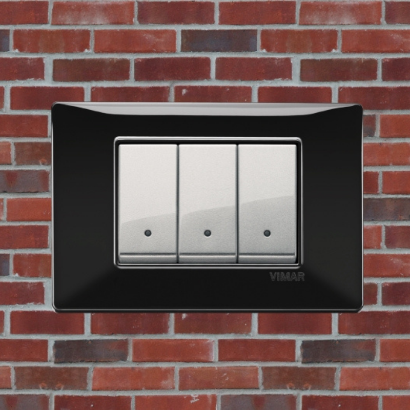 Vimar Plana Plastic 3 Gang Switch - Black - 16A - PHOTO 17