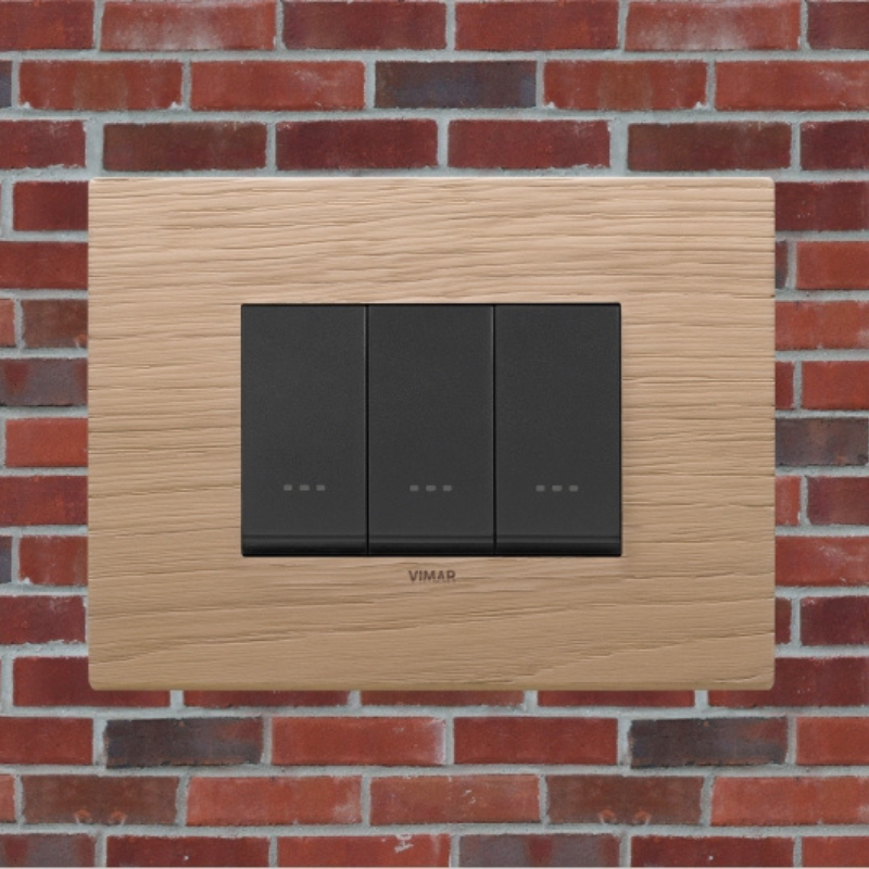 Vimar Eikon Wood 3 Gang Switch - Oak - 16A - PHOTO 3