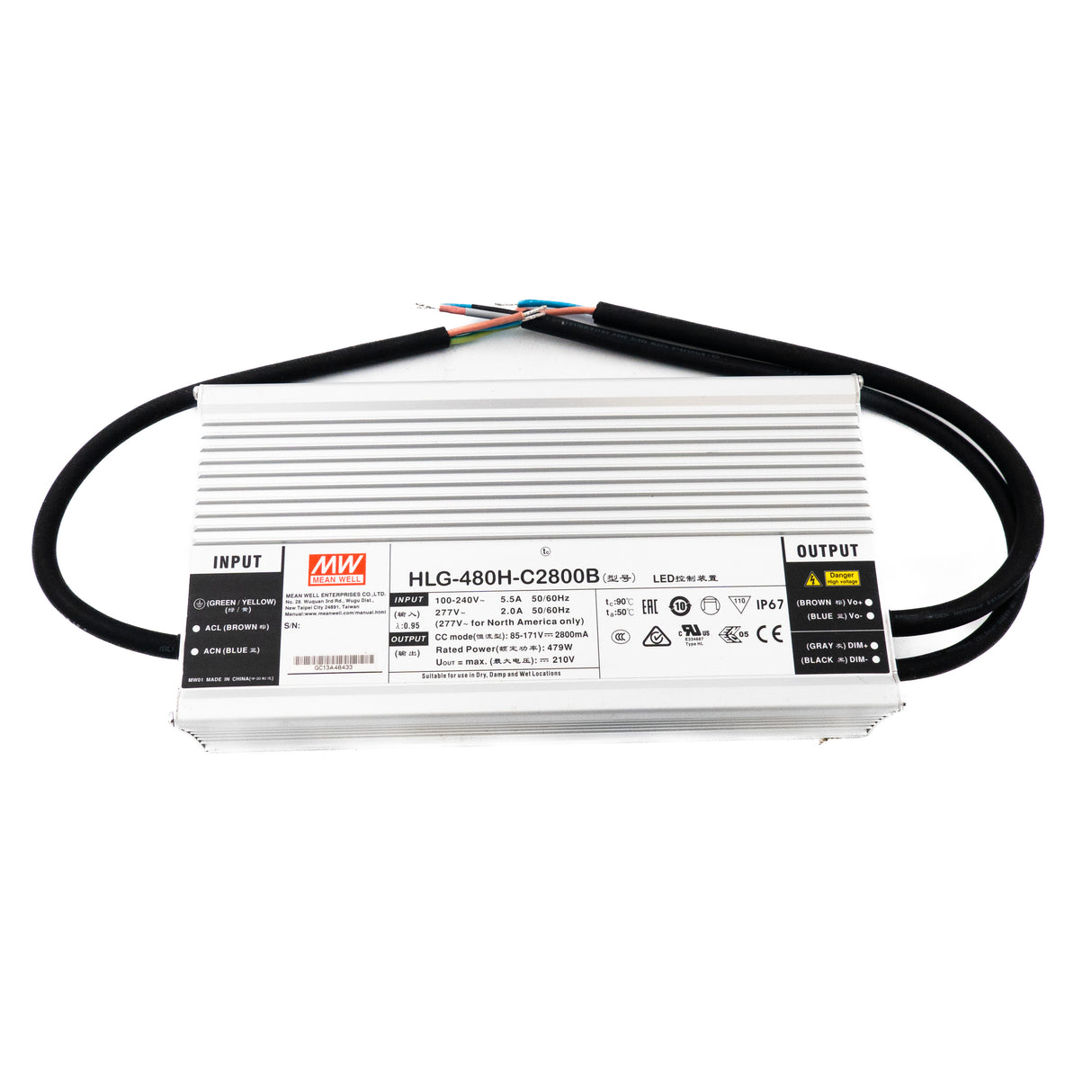 Mean Well HLG-480H-C2800B Power Supply 479W 2800mA - Dimmable - PHOTO 1
