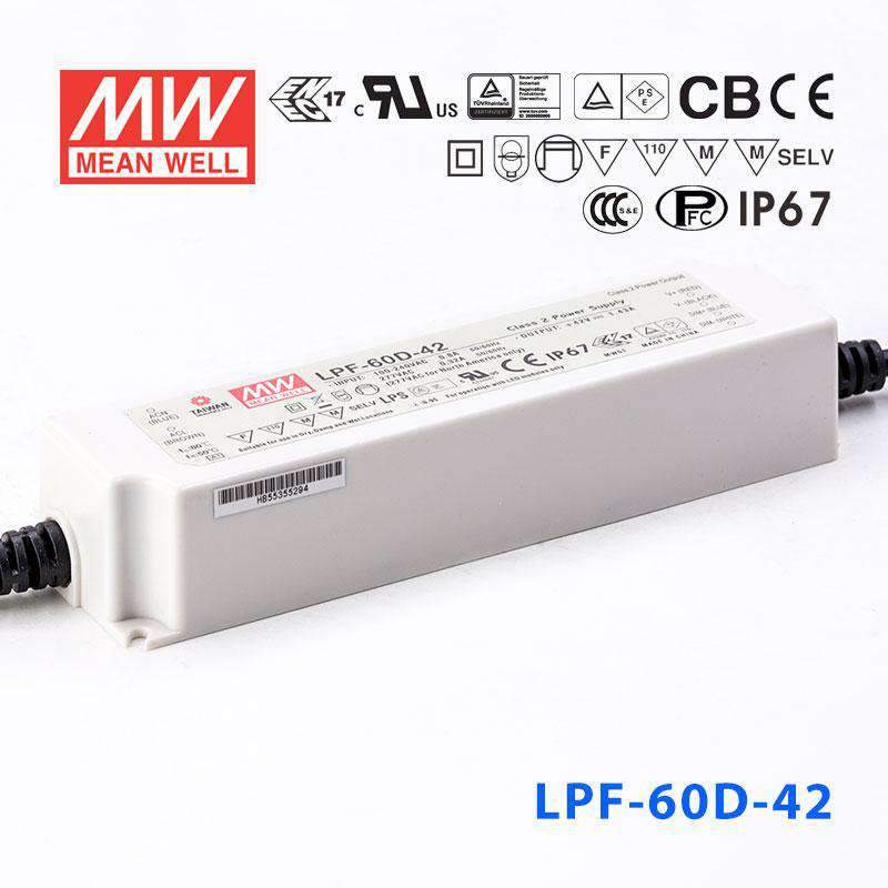 Mean Well LPF-60D-42 Power Supply 60W 42V - Dimmable 1.43A