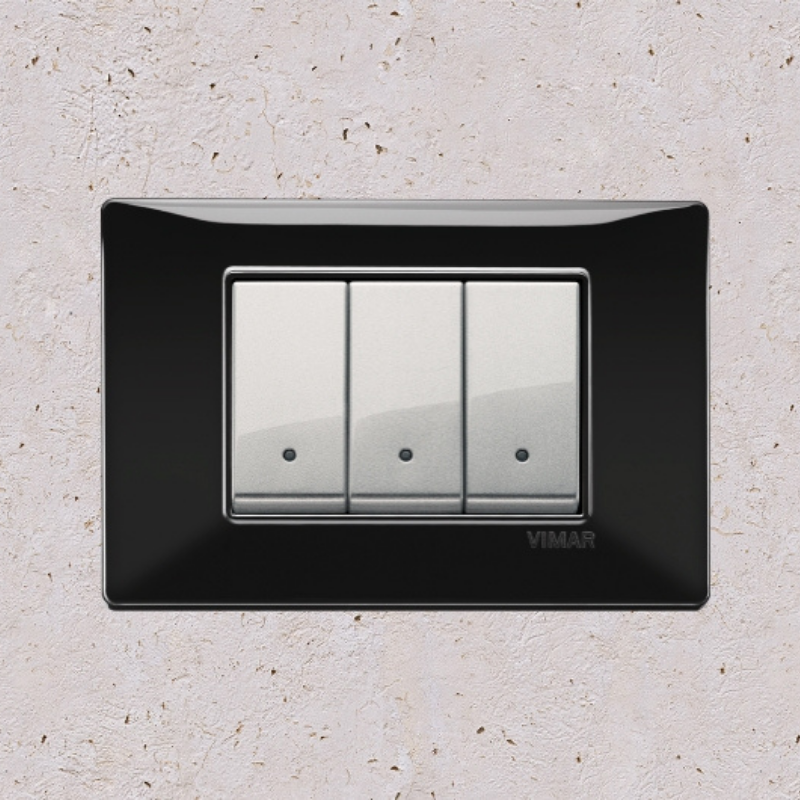 Vimar Plana Plastic 3 Gang Switch - Black - 16A - PHOTO 16