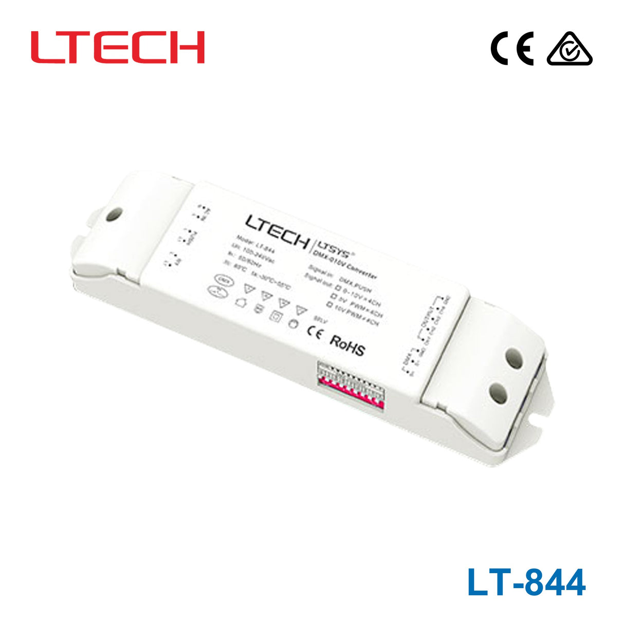 Ltech LT-844 Signal Converter - DMX/Push to PWM/0-10V