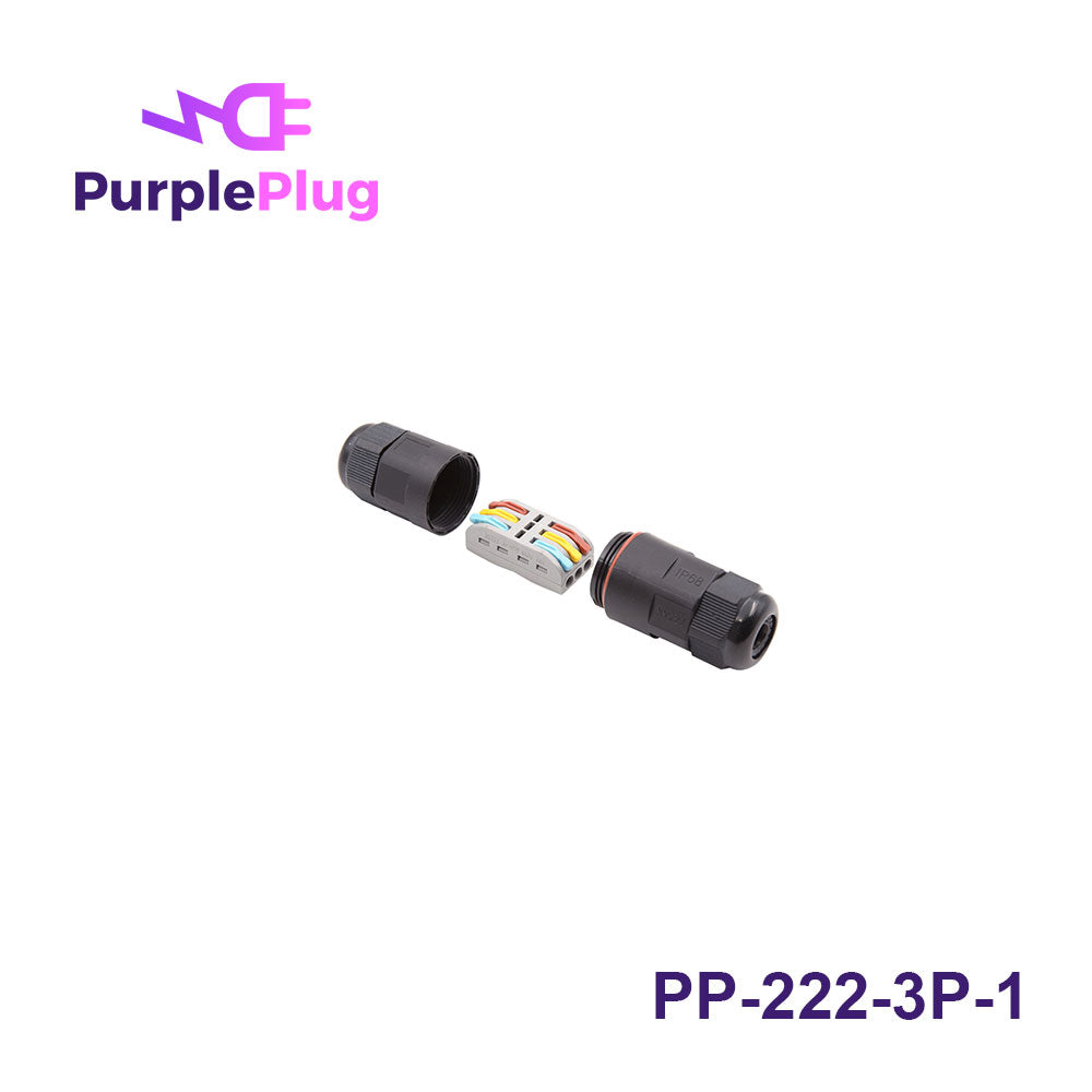 Purple Plug 222 Compact Splicing Connector, 3 Port 2 Way, Waterproof, with Lever