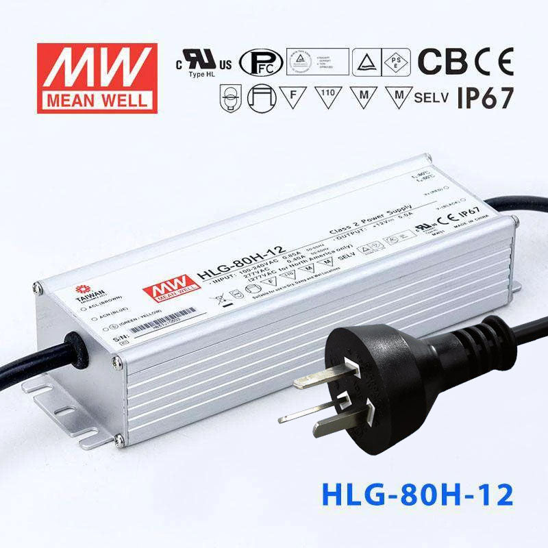 Mean Well S-HLG-80H-12 Power Supply 60W 12V with AU/NZ plug 5A