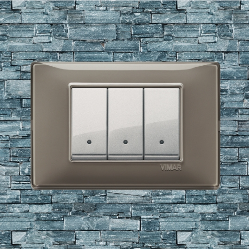 Vimar Plana Plastic 3 Gang Switch - Reflex Ash - 16A - PHOTO 3