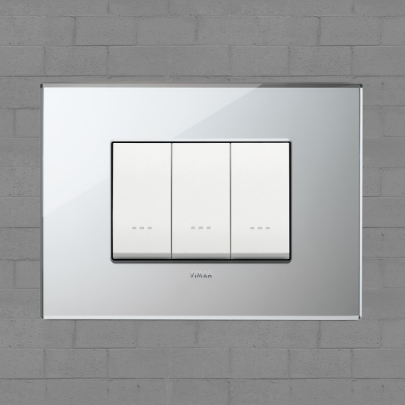 Vimar Eikon Glass 3 Gang Switch - Ice Silver - 16A - PHOTO 10