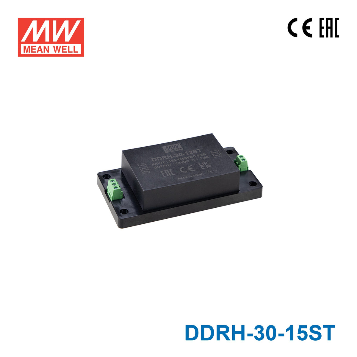 Mean Well DDRH-30-15ST Ultra Wide Input DC-DC Converter, 30W 15V, Screw Terminal Type 2A