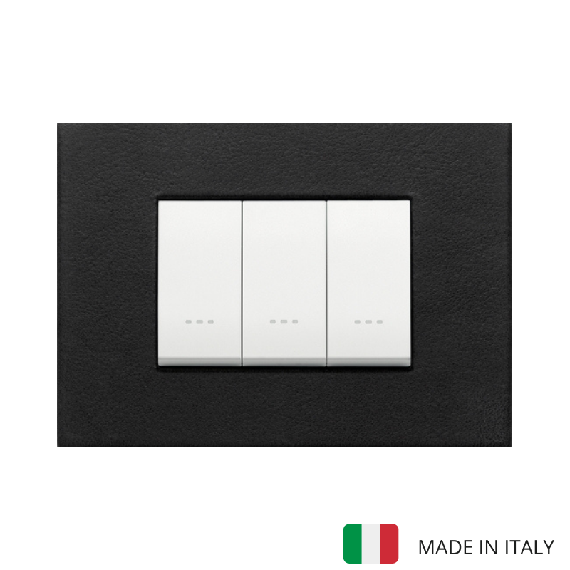 Vimar Eikon Leather 3 Gang Switch - Black Forest - 16A