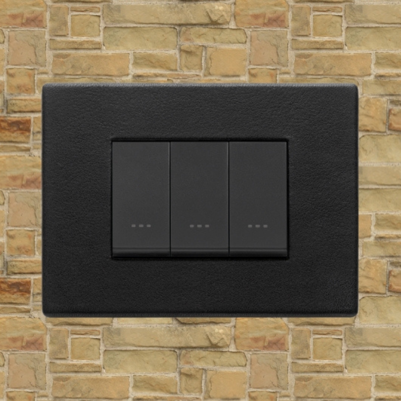 Vimar Eikon Leather 3 Gang Switch - Black Forest - 16A - PHOTO 7