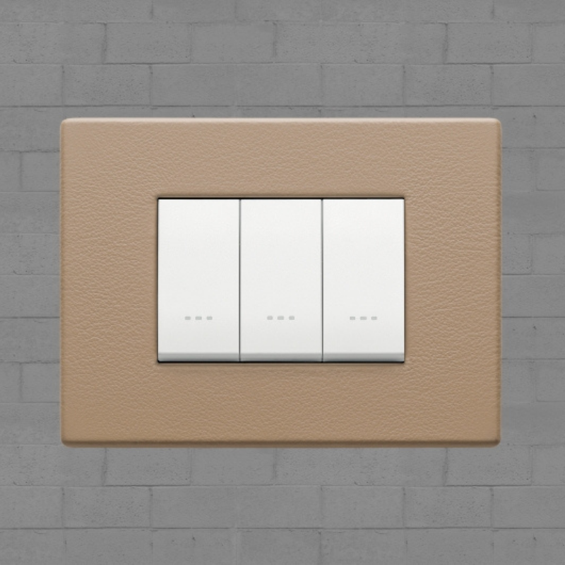 Vimar Eikon Leather 3 Gang Switch - Brushed Black - 16A - PHOTO 10