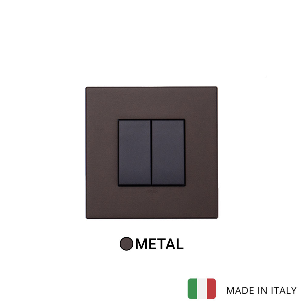 Vimar Eikon Metal 2 Gang Switch - Dark Bronze - 16A