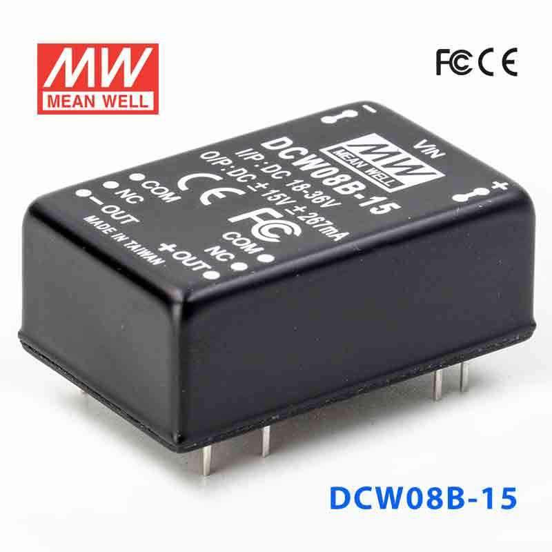 Mean Well DCW08B-15 DC-DC Converter - 8W - 18~36V in ±15V out 267mA