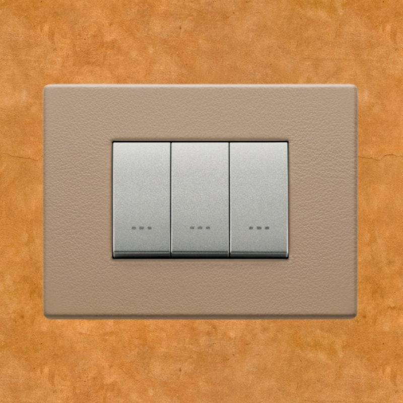 Vimar Eikon Leather 3 Gang Switch - Brushed Black - 16A - PHOTO 1