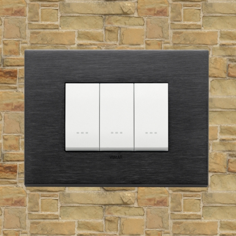 Vimar Eikon Metal 3 Gang Switch - Brushed Black - 16A - PHOTO 7