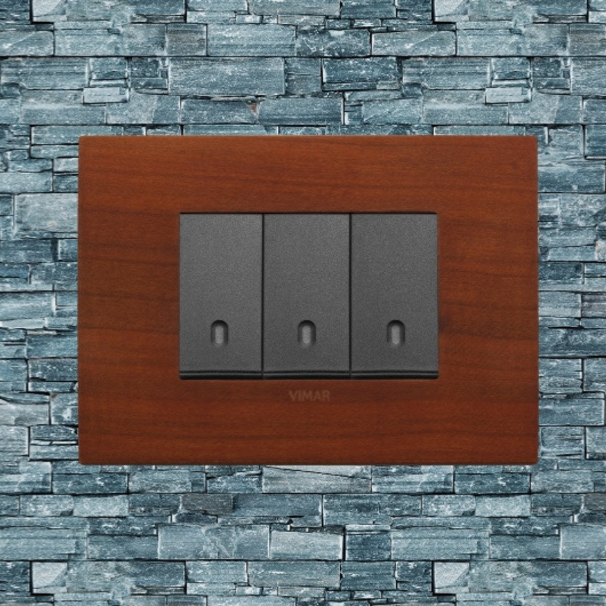 Vimar Arke Wood 3 Gang switch - Cherry Wood - 16A - PHOTO 6