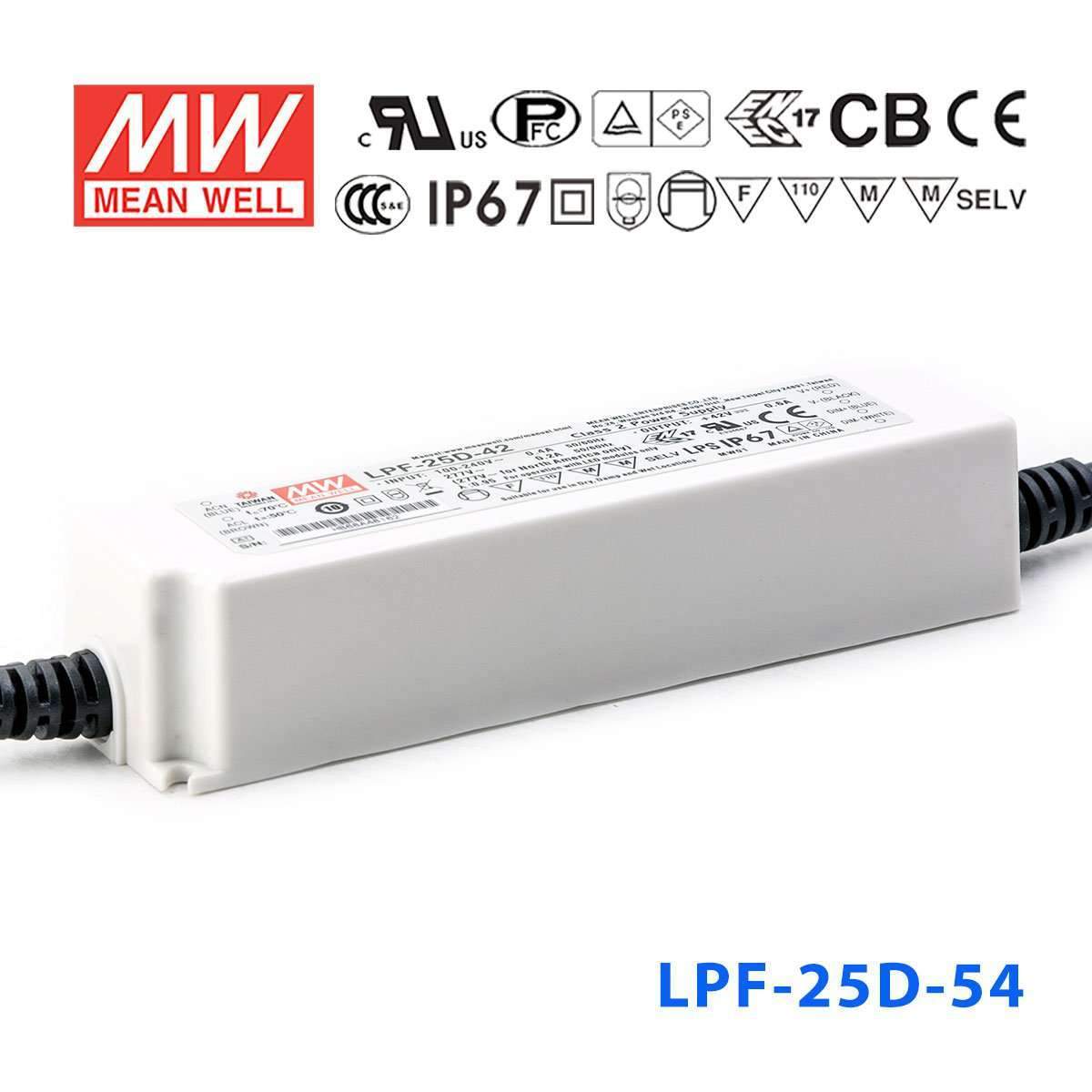 Mean Well LPF-25D-54 Power Supply 25W 54V - Dimmable