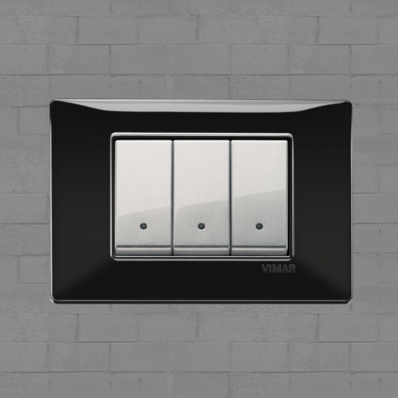 Vimar Plana Plastic 3 Gang Switch - Black - 16A - PHOTO 9