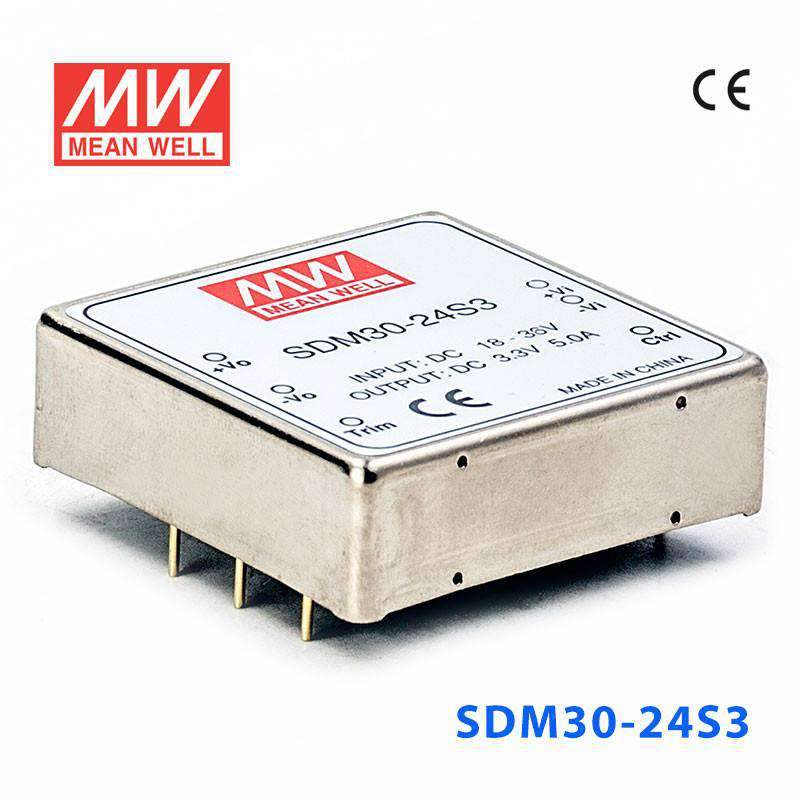 Mean Well SDM30-24S3 DC-DC Converter - 16.5W - 18~36V in 3.3V out 5A
