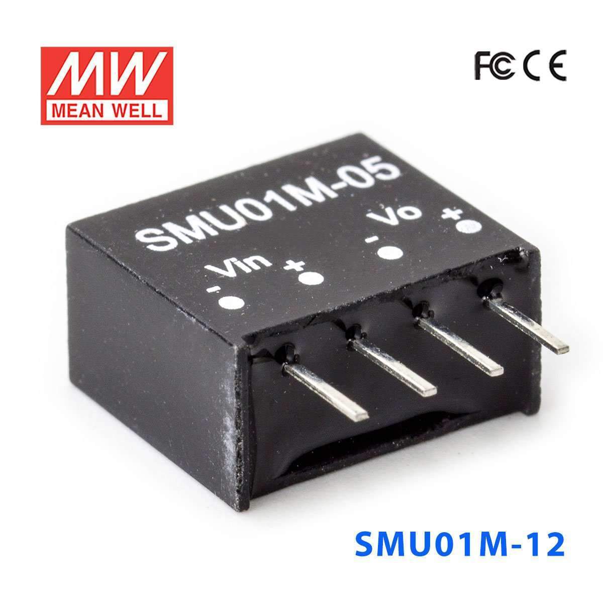 Mean Well SMU01M-12 DC-DC Converter - 1W - 10.8~13.2V in 12V out 84mA