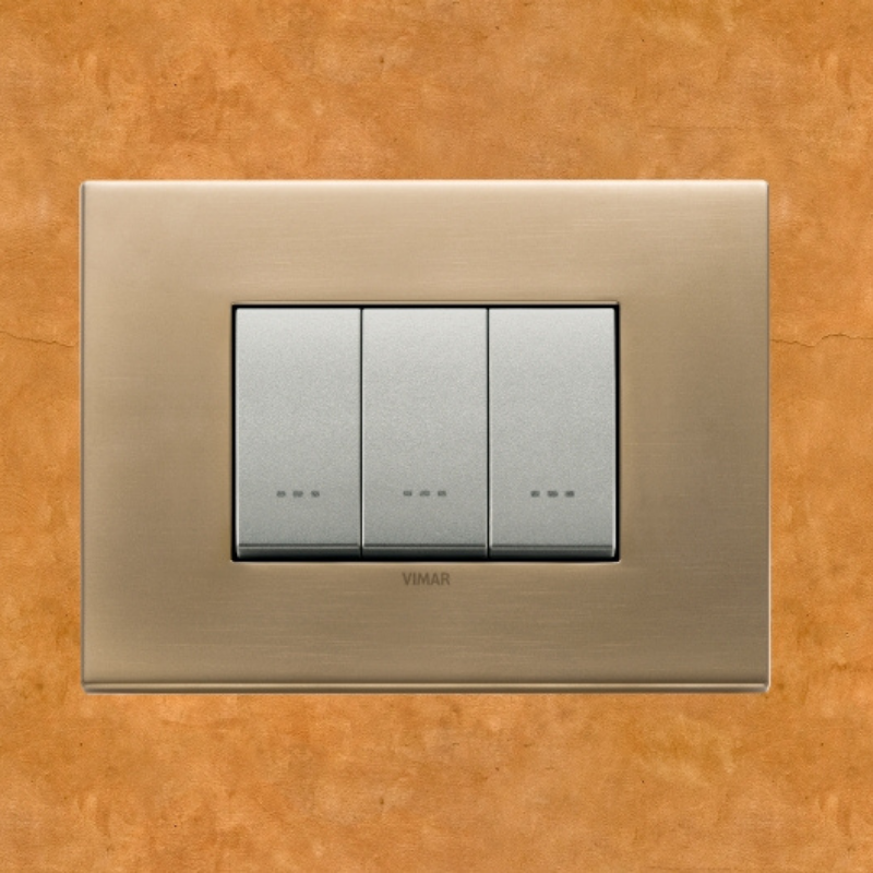 Vimar Eikon Metal 3 Gang Switch - Antique Gold - 16A - PHOTO 4