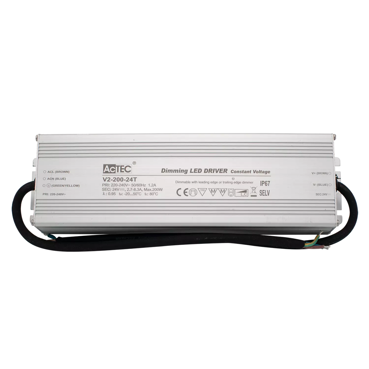 AcTEC V2-200-24T Triac Dimmable Driver 200W 24V IP67 8.3A