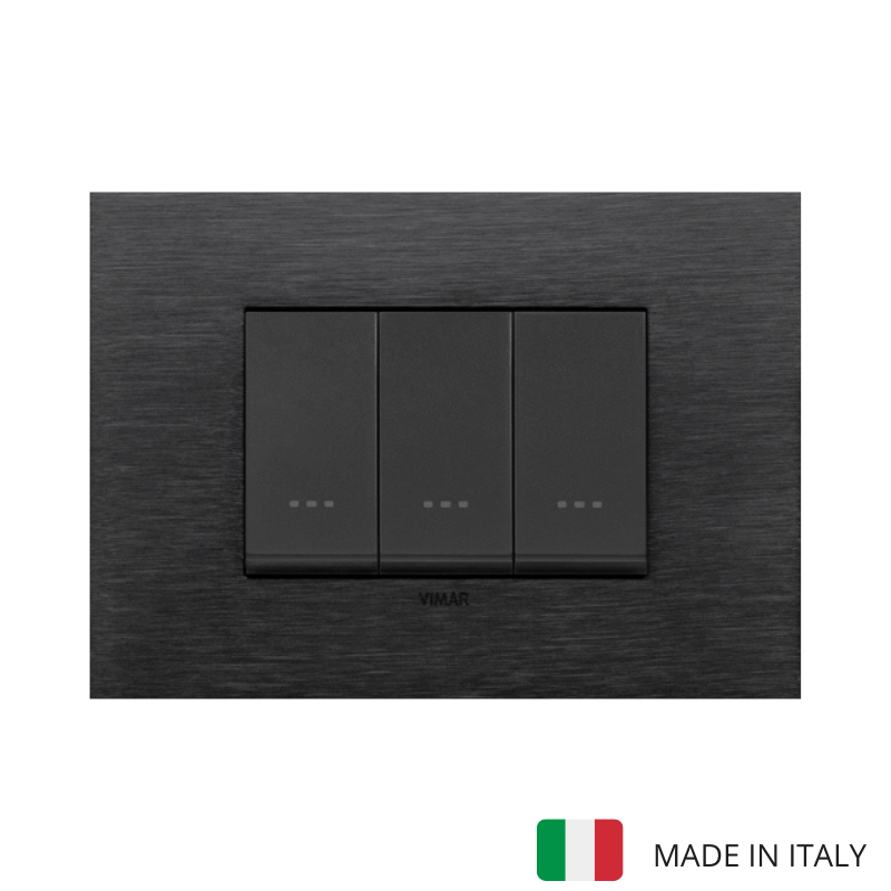 Vimar Eikon Metal 3 Gang Switch - Brushed Black - 16A - PHOTO 13