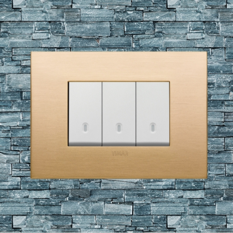 Vimar Arke Metal 3 Gang switch - Brushed Brass - 16A - PHOTO 8