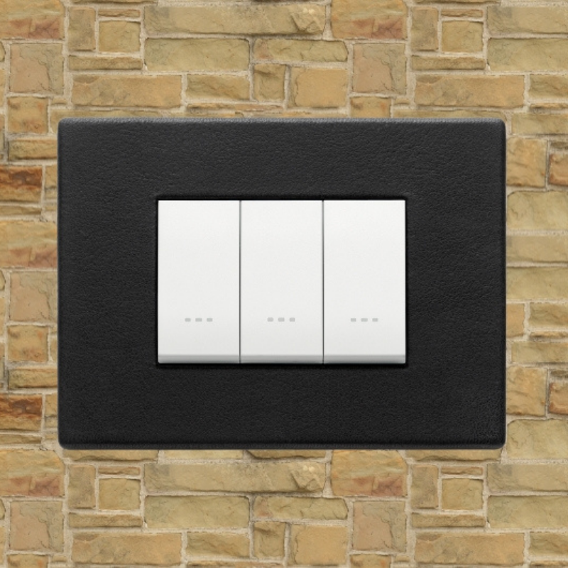 Vimar Eikon Leather 3 Gang Switch - Black Forest - 16A - PHOTO 6