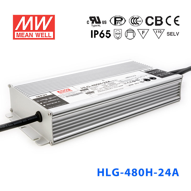 Mean Well HLG-480H-24A Power Supply 480W 24V - Adjustable 20A
