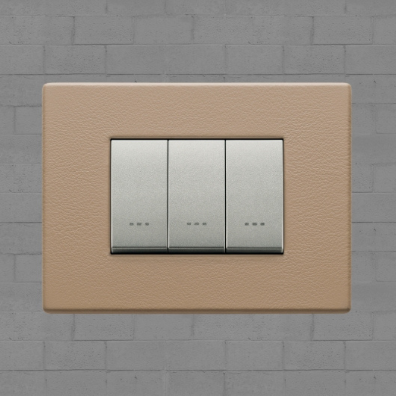 Vimar Eikon Leather 3 Gang Switch - Brushed Black - 16A - PHOTO 9