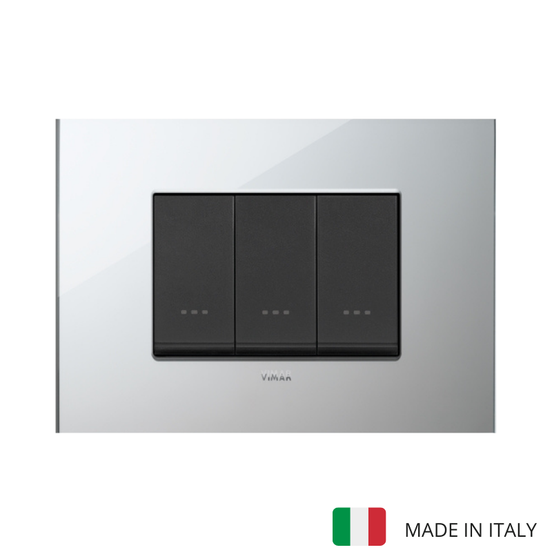 Vimar Eikon Glass 3 Gang Switch - Ice Silver - 16A - PHOTO 13