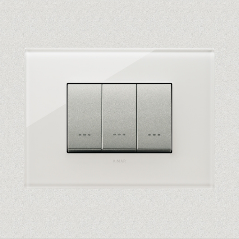Vimar Eikon Glass 3 Gang Switch - Milky White - 16A - PHOTO 3