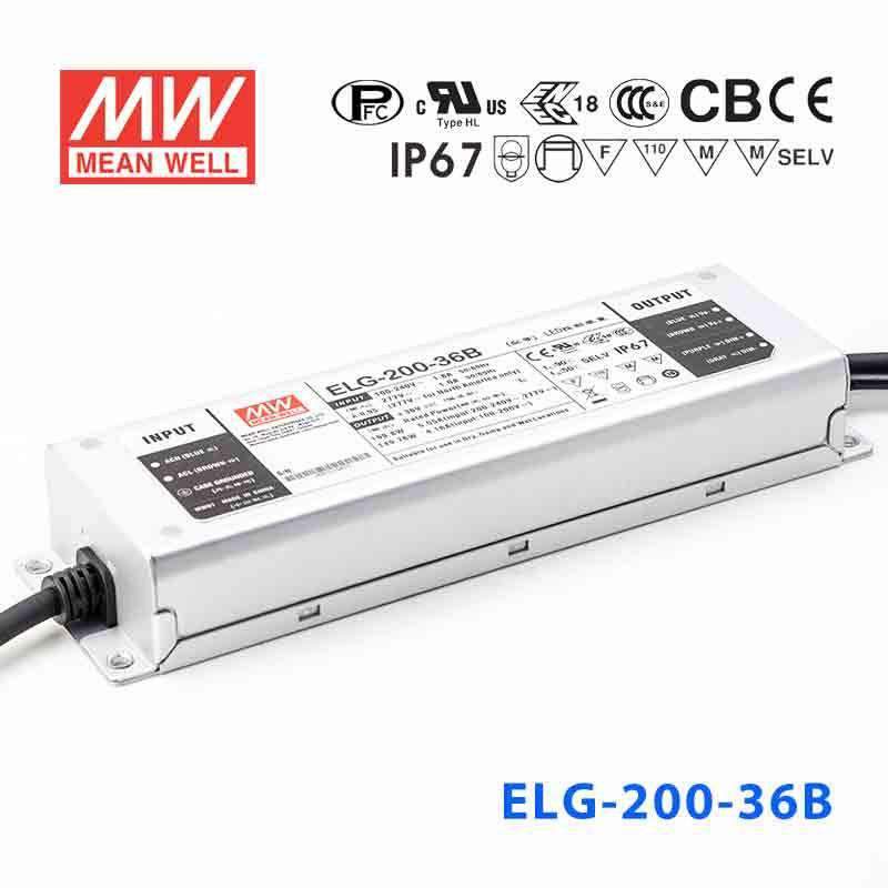 Mean Well ELG-200-36B Power Supply 200W 36V - Dimmable 5.55A