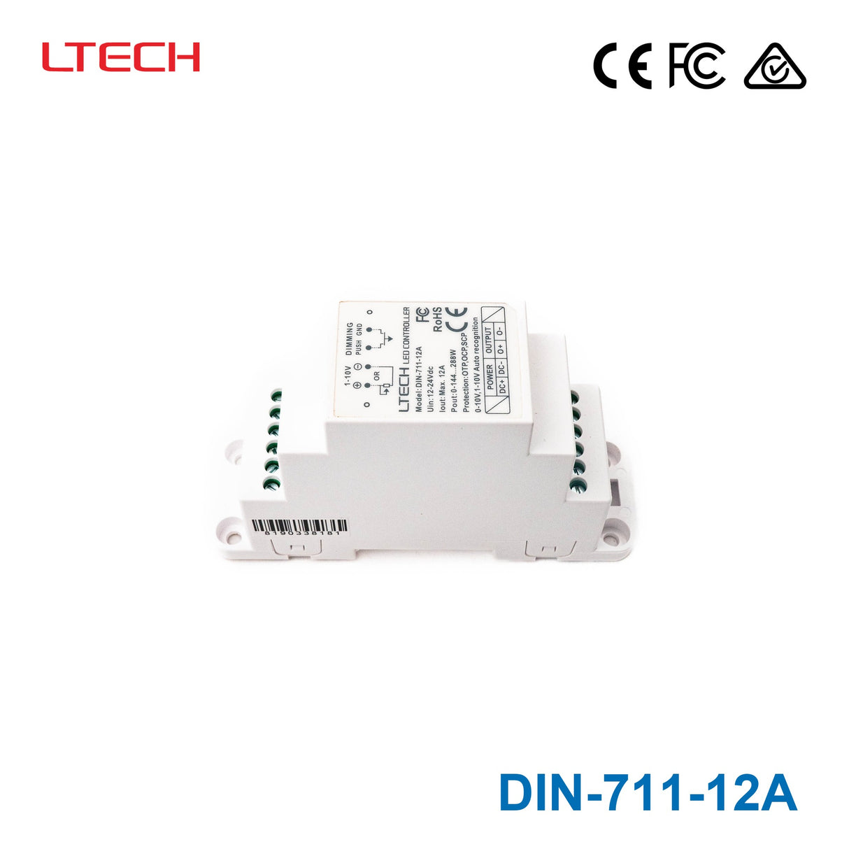 Ltech DIN-711-12A Din Rail 1-10V LED Controller 12A