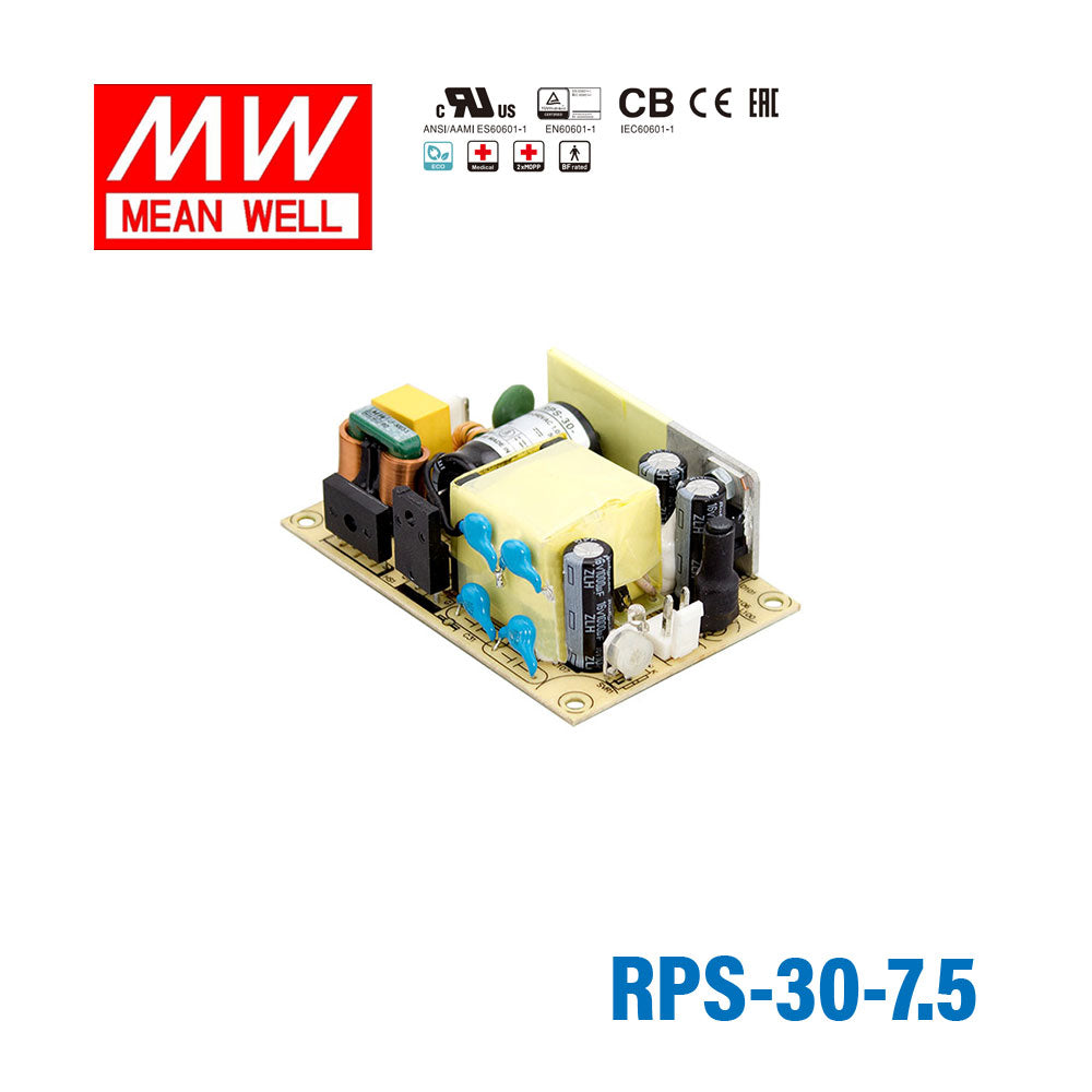 Mean Well RPS-30-7.5 Green Power Supply W 7.5V 4A - Medical Power Supply