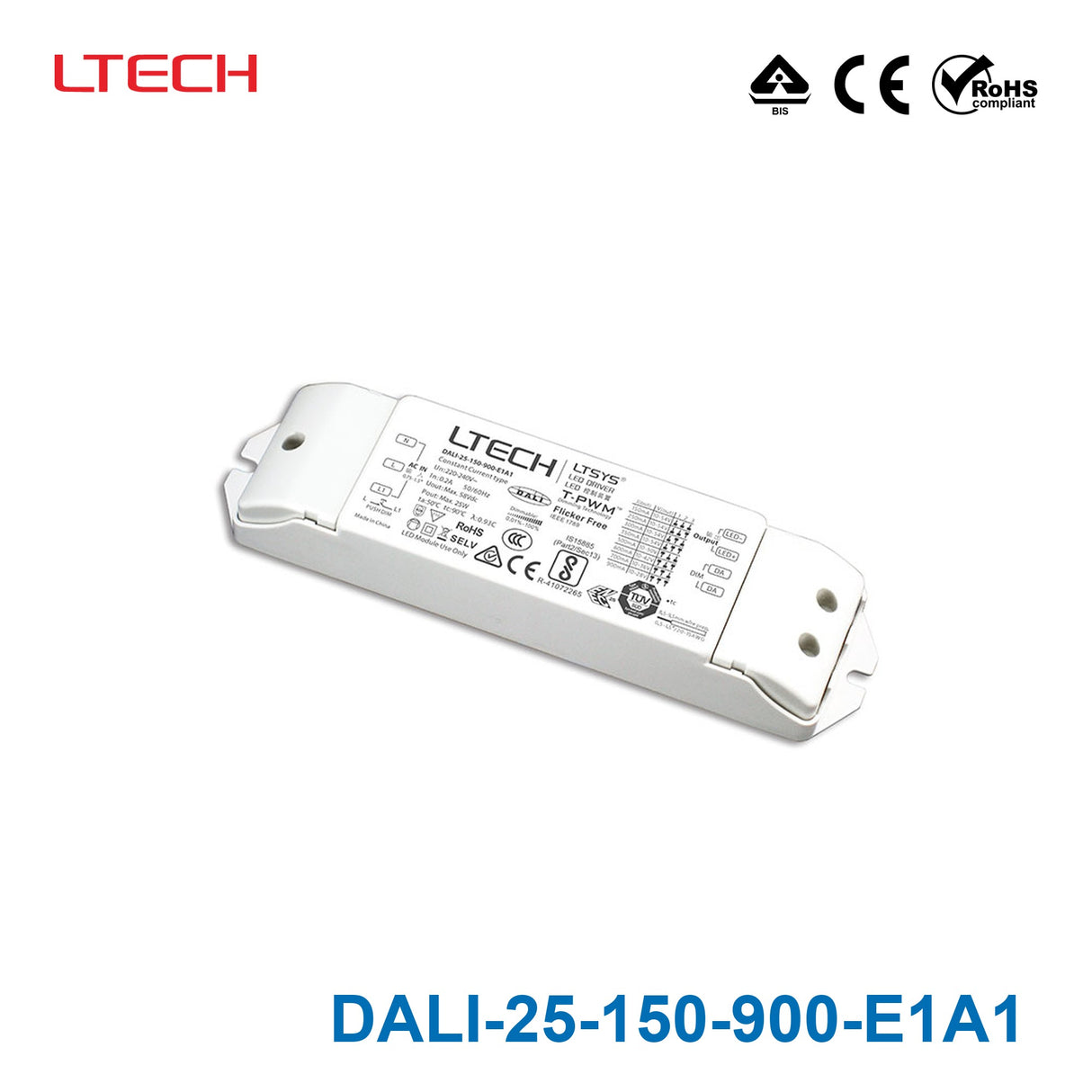 Ltech DALI-25-150-900-E1A1 25W 150mA~900mA CC Dali LED Driver - Selectable Output