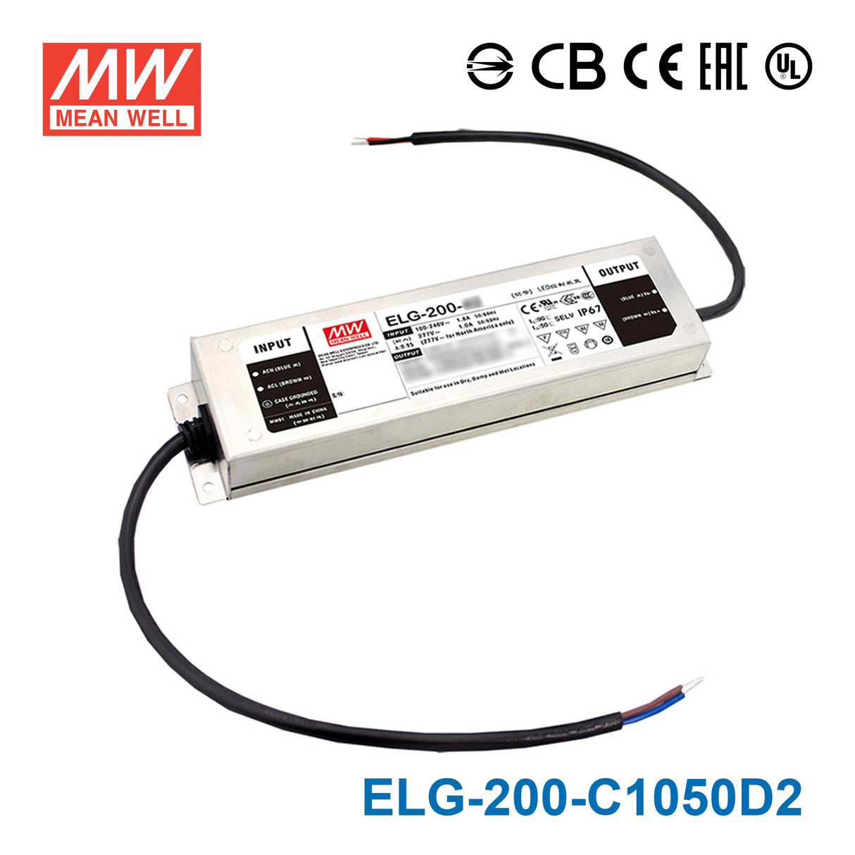 Mean Well ELG-200-C1050D2 AC-DC Single output LED Driver (CC) with PFC