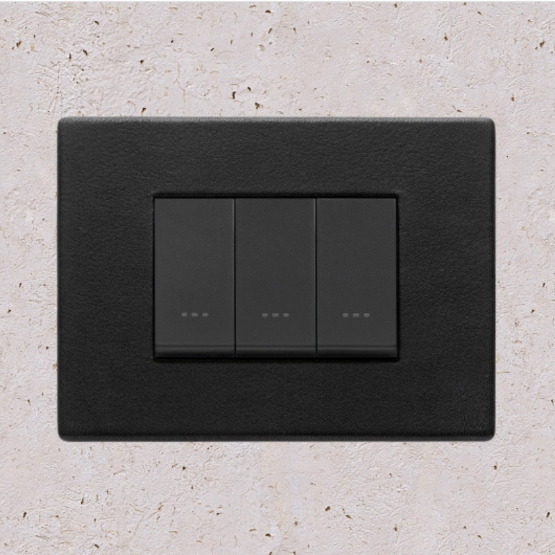 Vimar Eikon Leather 3 Gang Switch - Black Forest - 16A - PHOTO 2