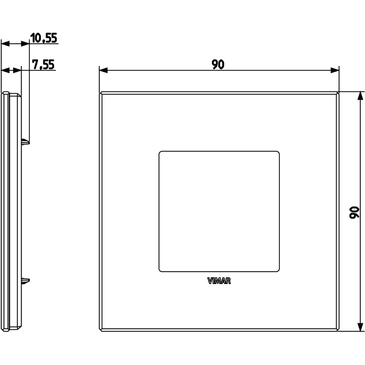 Vimar Eikon Plate 2M Glass Satin Black - Square - PHOTO 3