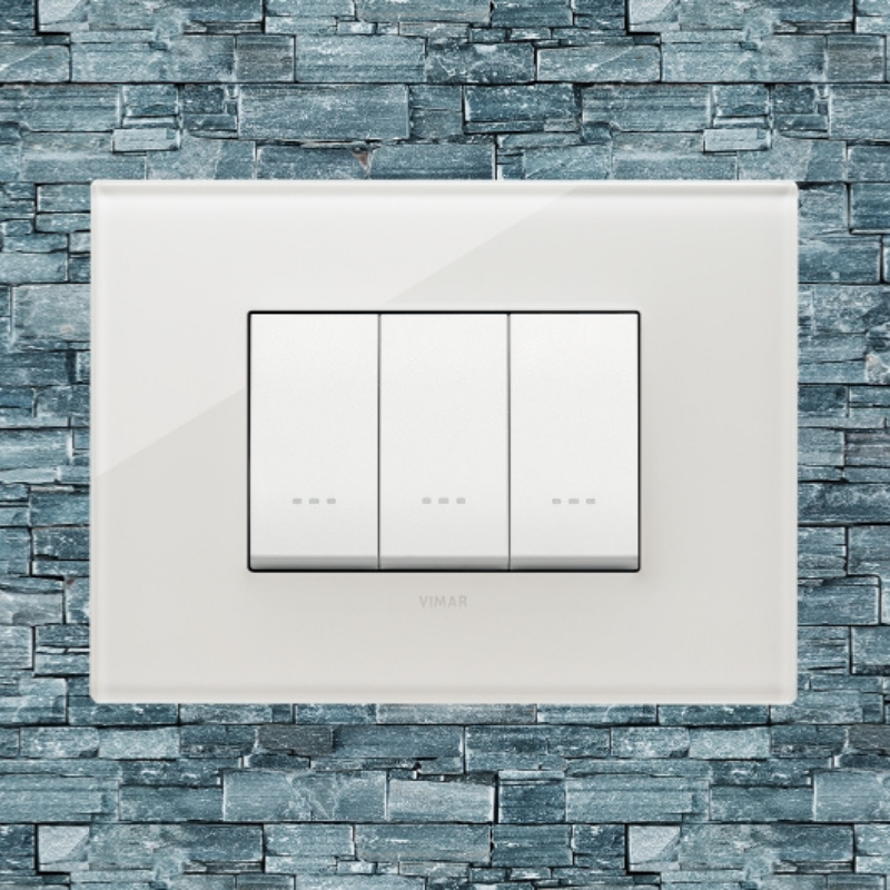 Vimar Eikon Glass 3 Gang Switch - Milky White - 16A - PHOTO 5