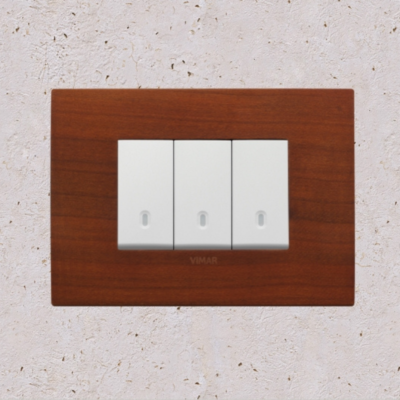 Vimar Arke Wood 3 Gang switch - Cherry Wood - 16A - PHOTO 1